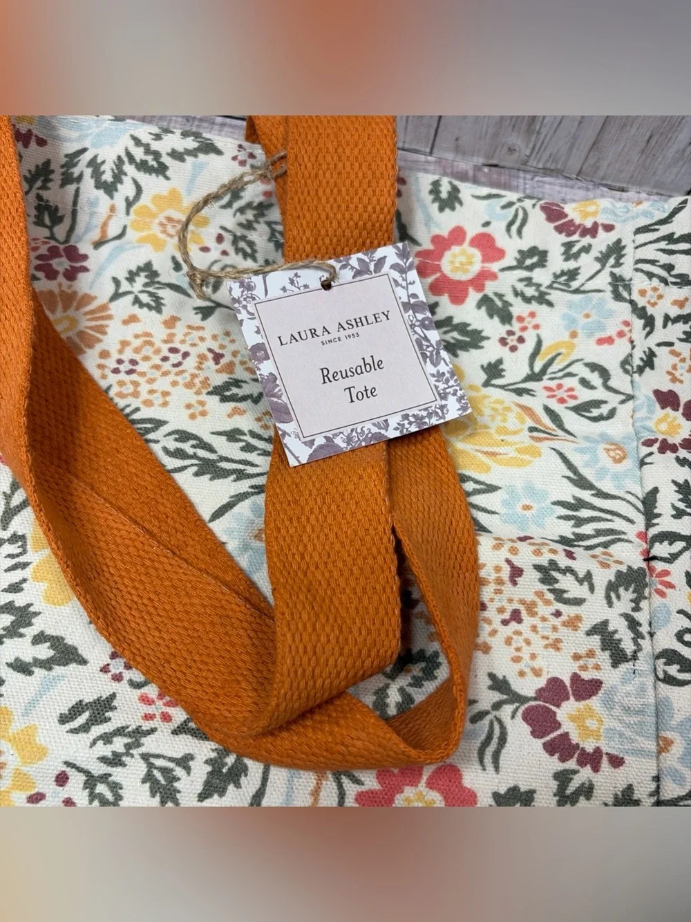 Laura Ashley Floral Canvas Reusable Tote Bag
